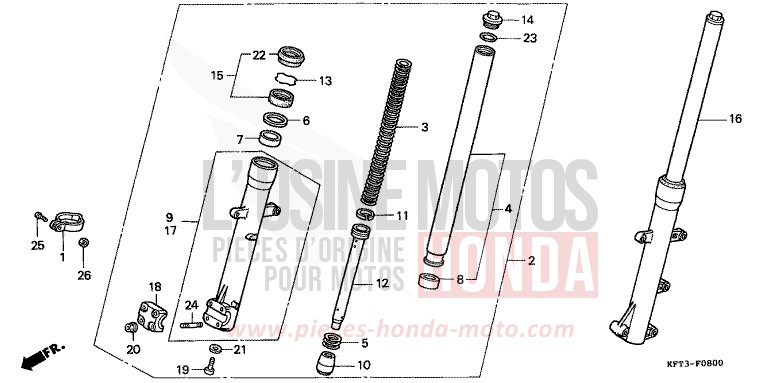 FRONT FORK for City Fly FLASH RED (R119E) from 1998